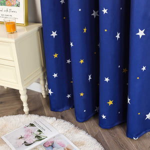 Blackout Grommet Curtain Opaque with Star Pattern Thermal