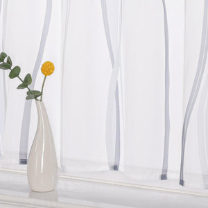 Cafe Curtain with Tab-Top Hanging and Stripe Pattern 1 Piece - Gray, H x W 30 x 120cm