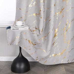 Blackout Curtain with Marble-Look Curtain Panel 1 Piece