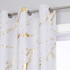Blackout Curtain with Marble-Look Curtain Panel 1 Piece - Gray, H x W 225 x 140 cm