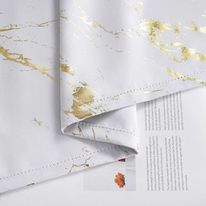 Blackout Curtain with Marble-Look Curtain Panel 1 Piece - Silver, H x W 225 x 140 cm
