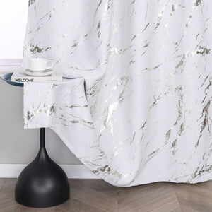 Blackout Curtain with Marble-Look Curtain Panel 1 Piece - Gray, H x W 225 x 200 cm