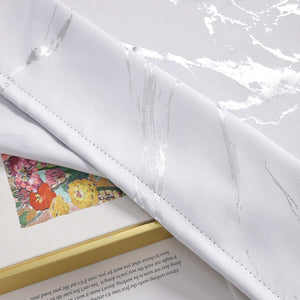 Blackout Curtain with Marble-Look Curtain Panel 1 Piece - Gray, H x W 245 x 200 cm