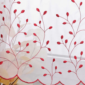 Cafe Curtain with Floral Embroidery/ Voile with Eyelet Header Country Style 1 Piece - Light Gray, H x W 30 x 120cm