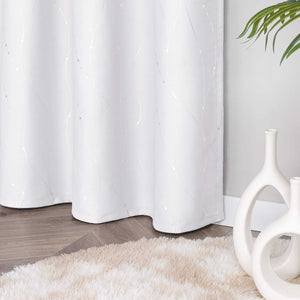 Blackout Grommet Curtain with Silver Accents - White, H x W 145 x 140 cm