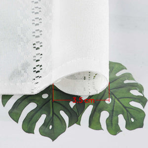 Sheer Cafe Curtain with Diamond Embossing and Tassel 1 Piece - White, H x W 45 x 140cm
