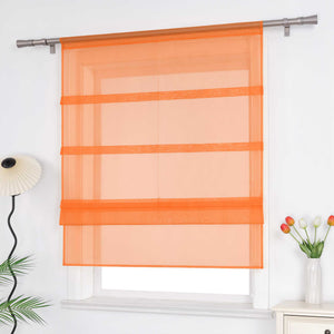 Roman Shade Voile for Kitchen Sheer 1 Piece - Orange, W x H 140 x 140cm
