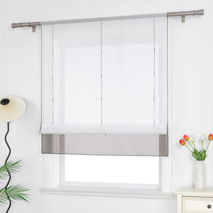 Roman Shade Semi-Sheer Airy with Colored Hem Rod Pocket 1 Piece - Gray, W x H 60 x 155cm