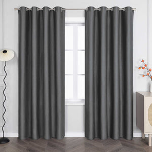 Blackout Grommet Curtain Solid Color Opaque Minimalist Style 1 Piece - Gray, H x W 175 x 140 cm