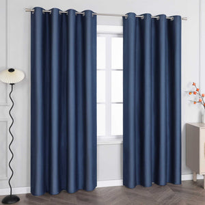 Blackout Grommet Curtain Solid Color Opaque Minimalist Style 1 Piece - Blue, H x W 175 x 140 cm
