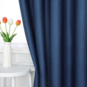 Blackout Grommet Curtain Solid Color Opaque Minimalist Style 1 Piece - Blue, H x W 225 x 140 cm