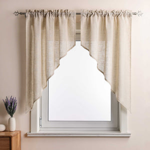 Short Curtains in Valance Style with Check Pattern Set of 2