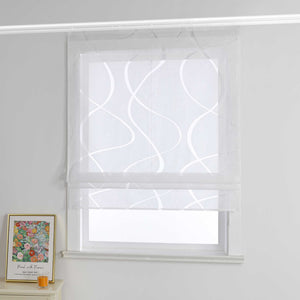 Roman Shade Hook-and-Loop with Wave Pattern Solid Color 1 Piece - White, H x W 140 x 80cm