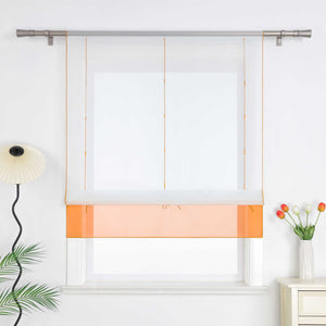 Roman Shade Semi-Sheer Airy with Colored Hem Rod Pocket 1 Piece - Brown, W x H 60 x 155cm