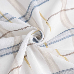 Cafe Curtains in Linen-Look Fabric with Check Pattern Set of 2 - Green, H x W 45 x 120cm