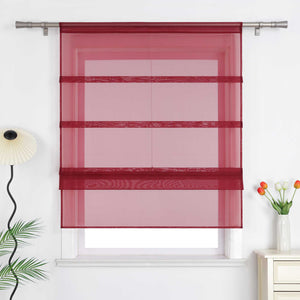 Roman Shade Voile for Kitchen Sheer 1 Piece - Burgundy, W x H 120 x 140cm