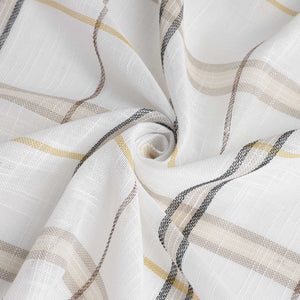 Cafe Curtains in Linen-Look Fabric with Check Pattern Set of 2 - Blue, H x W 60 x 90cm