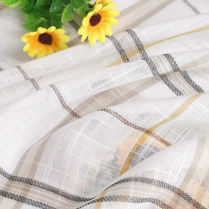 Roman Shade with V-Shaped Tab Tops in Linen-Look Fabric with Check Pattern - Blue, W x H 120 x 140cm