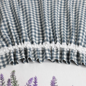 Short Curtains in Valance Style with Check Pattern Set of 2