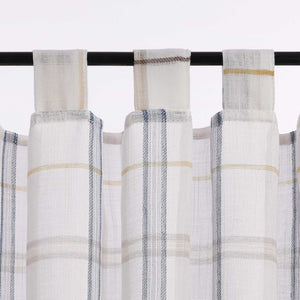 Cafe Curtains in Linen-Look Fabric with Check Pattern Set of 2 - Green, H x W 60 x 120cm