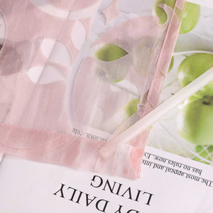 Sliding Panel Curtains Set Pink with Vine Pattern