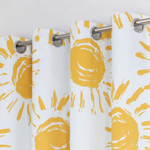 Blackout Grommet Curtain Opaque Thermal with Sun Motifs Yellow 1 Piece