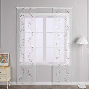 Hook-and-Loop Sliding Panel Curtains with Wave Pattern with Hook-and-Loop Tape 2 Pieces