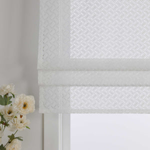 Roman Shade with V-Shaped Tab Tops with Openwork Patterns Jacquard Sheer - White, W x H 140 x 140cm
