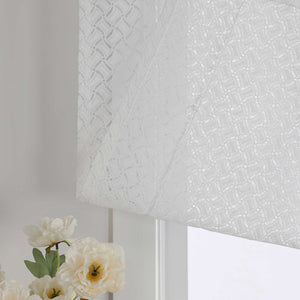 Roman Shade with V-Shaped Tab Tops with Openwork Patterns Jacquard Sheer