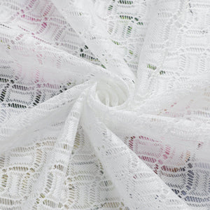 Set of 2 Jacquard Cafe Curtains with Rod Pocket Short White - White, W x H 145 x 60cm