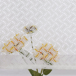 Set of 2 Jacquard Cafe Curtains with Rod Pocket Short White