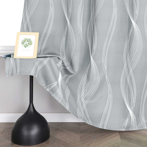 Blackout Grommet Curtain Opaque Thermal with Water-Wave Pattern 1 Piece