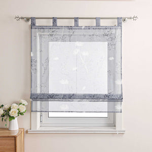 Roman Shade with Tab Tops Country Style Kitchen Sheer - Sand, W x H 80 x 140cm
