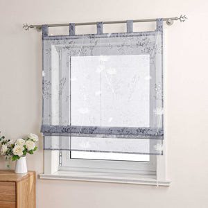 Roman Shade with Tab Tops Country Style Kitchen Sheer - Sand, W x H 120 x 140cm