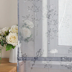 Roman Shade with Tab Tops Country Style Kitchen Sheer - Gray, W x H 80 x 140cm
