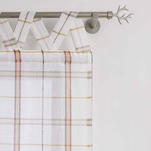 Roman Shade with V-Shaped Tab Tops in Linen-Look Fabric with Check Pattern - Red, W x H 120 x 140cm