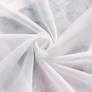 Roman Shade Voile with Tab-Top Hanging and Floral Pattern Embroidery 1 Piece - Light Blue, W x H 80 x 150cm