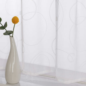 Cafe Curtain with Rod Pocket Short White - White, H x W 45 x 90cm
