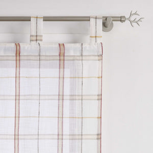 Roman Shade in Linen-Look Fabric Country Style Checked Semi-Sheer - Green, W x H 120 x 140 cm