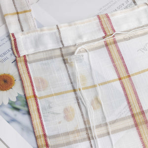 Roman Shade in Linen-Look Fabric Country Style Checked Semi-Sheer - Red, W x H 60 x 140 cm