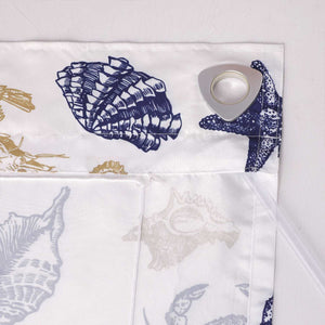 Roman Shade with U-Hooks with Sea-Life Pattern and Decorative Folds Semi-Sheer - Multicolor, W x H 140 x 140cm