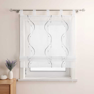 Roman Shade with Tab-Top Hanging and Wave Pattern Embroidery