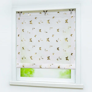 Roman Shade with V-Shaped Tabs with Vibrant Butterfly Pattern 1 Piece - Silver, W x H 60 x 130cm