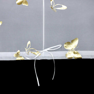 Roman Shade with V-Shaped Tabs with Vibrant Butterfly Pattern 1 Piece - Gold, W x H 80 x 130cm