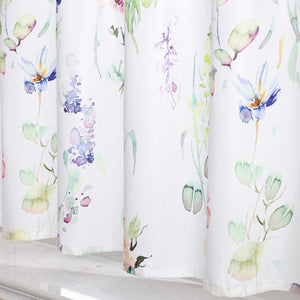 Cafe Curtain Short with Colorful Floral Pattern with Rod Pocket Semi-Sheer - White, H x W 45 x 140cm