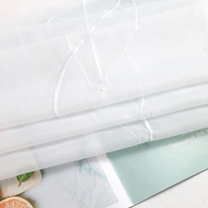 Roman Shade with Hook-and-Loop Tape Voile with Wave-and-Bead Pattern Embroidery 1 Piece - Gray, W x H 140 x 140cm