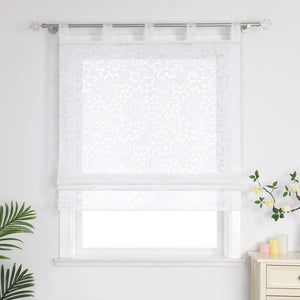 Delien Roman Shades with Floral Pattern with Tab-Top Hanging - White, W x H 60 x 140cm
