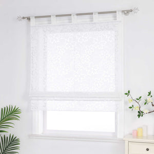 Delien Roman Shades with Floral Pattern with Tab-Top Hanging - White, W x H 80 x 140cm