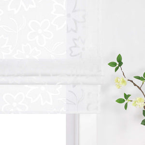 Delien Roman Shades with Floral Pattern with Tab-Top Hanging - White, W x H 140 x 140cm
