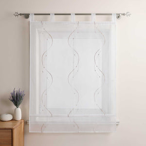 Roman Shade with Tab-Top Hanging and Wave Pattern Embroidery